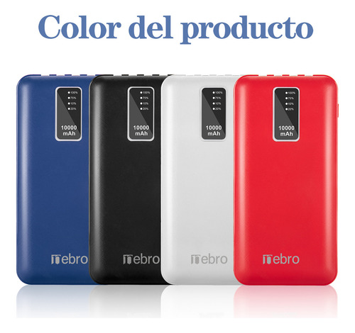 nebro Power Bank Batería Portátil 10000mah Con Built In 4 Cables, Ip/Tipo C/Micro Usb/V8 Con Pantalla Digital Cargador De Batería Compatible con iPhone 16 15 14 13 12,Xiaomi,Huawei&Samsung S22 S21