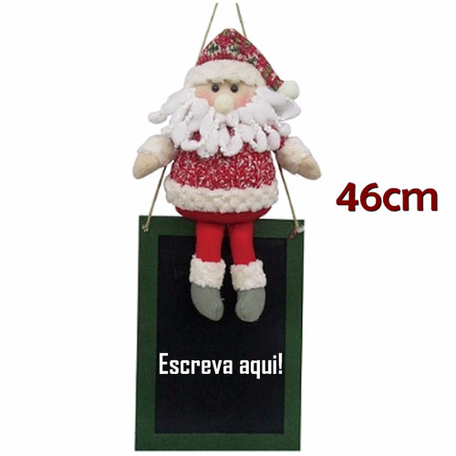 Enfeite Natal Papai Noel Quadro P/ Escrever 46cm