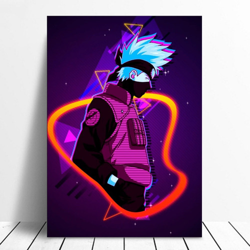 Cuadro Decorativo Kakashi Neon Diseño Canvas Naruto Anime