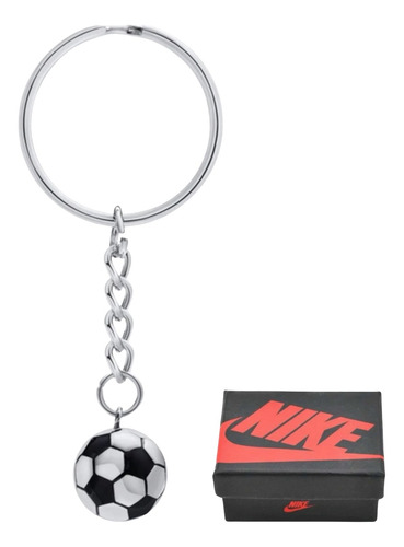 Mini Llavero Acero Inoxidable Balón Futbol Soccer Con Caja 