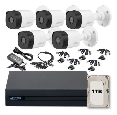 Kit De Seguridad Dahua Dvr 8 Ch 5 Camaras 2mp Disco Cctv