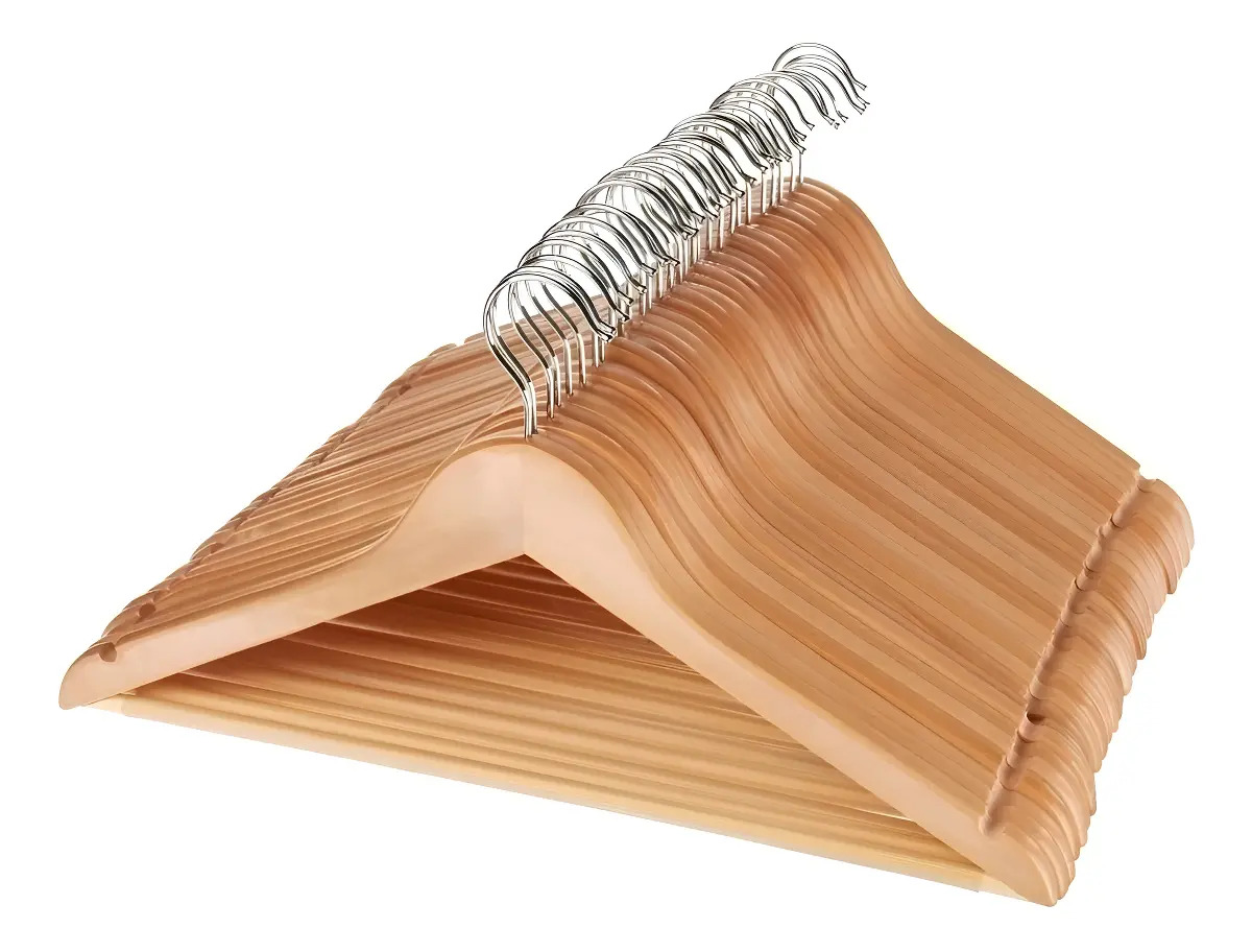 Perchas de Madera Home Collection con Gancho Giratorio Paquete de 48