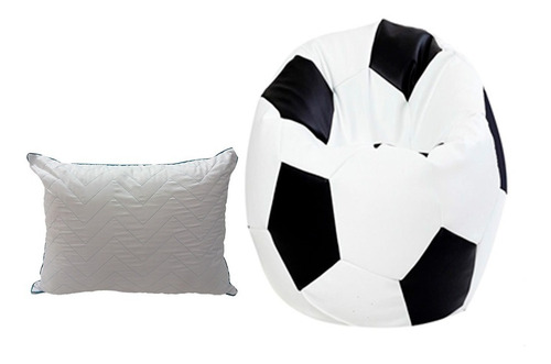 Sillon Puff Soccer Grande, Almohada De Color Rojo/Bc