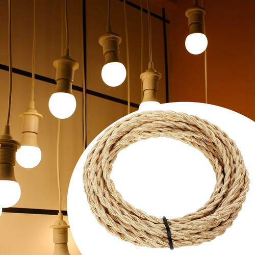 Kits De Cables De Luz Colgante Con Cable Trenzado, Oro Claro