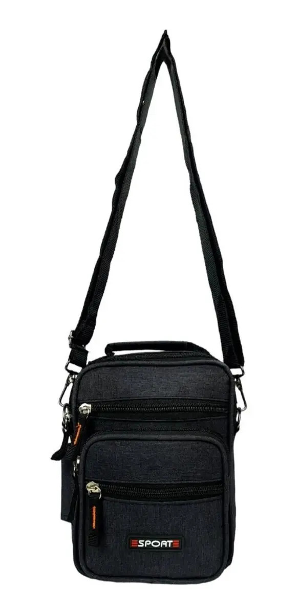 Bolsa Pasta Unisex Pequena Nylon Tiracolo Trasnversal Cor Preto