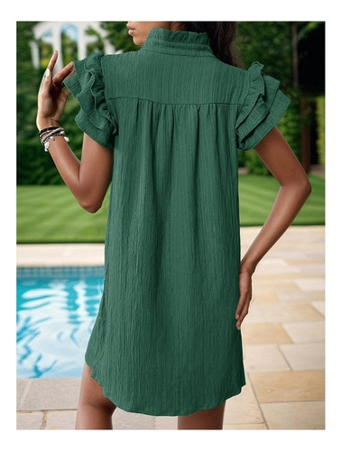 Vestido De Verano Con Cuello En V Y Cuello Alto De Color Lis