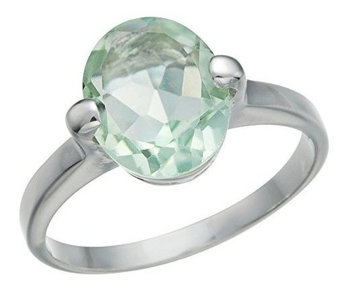 Anillo De Amatista Verde De 1,70 Quilates En Plata De Ley.92