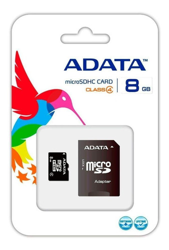 Memoria Micro Sd Adata 8gb + Adaptador Sd Original Class 4