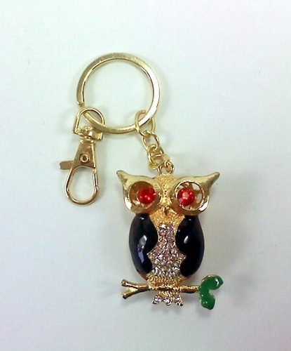Imagem 3 de 3 de Chaveiro Coruja Dourada Com Strass Novo