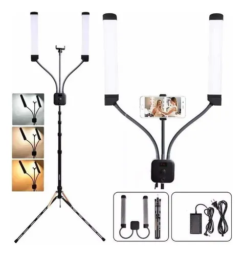 comprar Iluminador Ring Light Led 45w Braço Duplo Articulado + Tripe