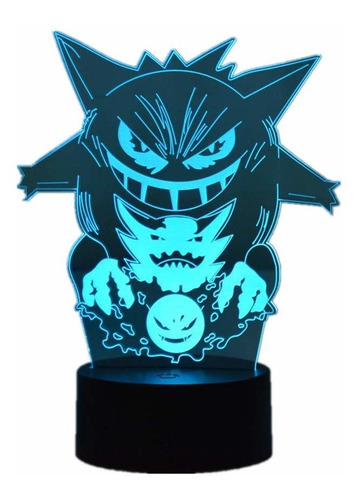 Anime Gengar 3d Modelo Creativo Luz Led Noche Usb 7 16