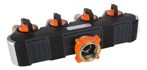 Divisor De Manguera, Mxhyl-001, 1 Pza, 4 Salidas, 3/4 O 25m Color Negro/Naranja