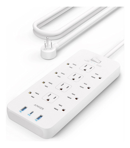 Regleta Anker 351 Power Strip Con Protección 2.100j Y Usb-c