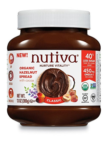 Spread Nutiva Orgánica Avellana Con Cacao, Clásico, 13 Onza