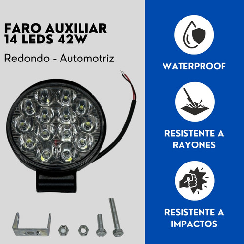 Faro Redondo 14 Led Luz Blanco Fijo Con Base Ore