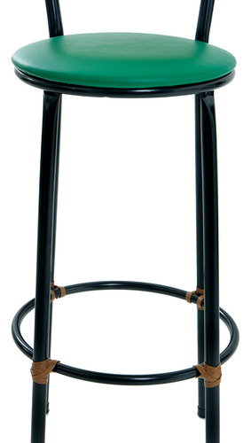 Kit 3 Banquetas Com Encosto Junco Imbuia Ideal Para Bistrô Acabamento Da Estrutura Aço.imbuia Cor Verde