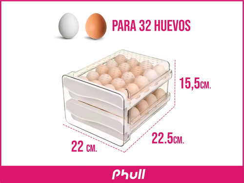 Huevera Cajon Organizador Contenedor 2 Pisos Para 32 Huevos Porta Huevo Para Heladera Y Cocina Apilable Transparente