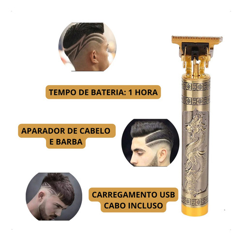 Máquina Acabamento Cabelo E Barba Recarregável Profissional