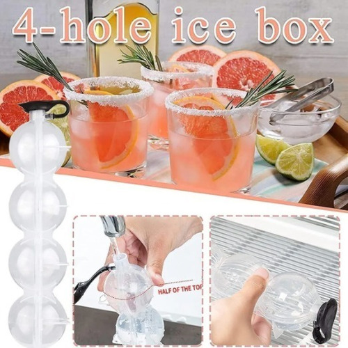 Imagen 9 de 10 de Pack De 2 Moldes Para Cubos De Hielo Redondo Cubiteras Hielo