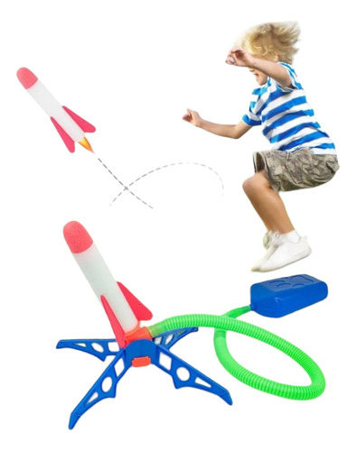 Brinquedo Infantil Foguete Divertido Com Luz Led Pisou Voou