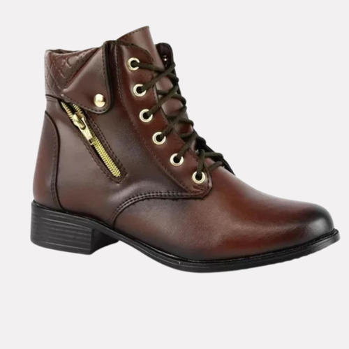 Bota Feminina Cano Curto Zíper Lateral Cadarço Preço Atacado