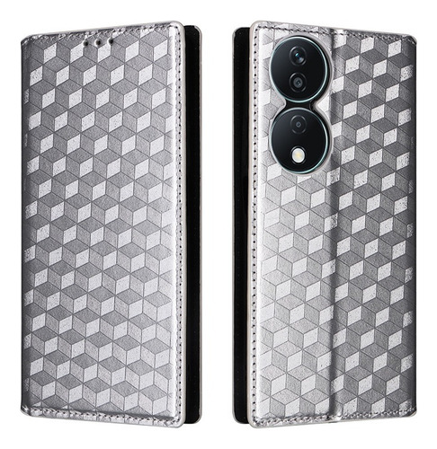 ~ For Honor X7b Cubic Patterned Pu Wallet Card Holder Case