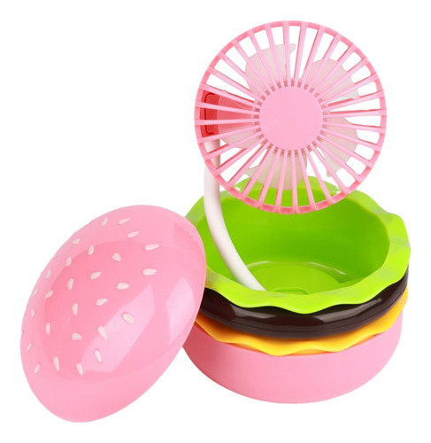 Mini Ventilador De Escritorio Con Forma De Hamburguesa Rosa