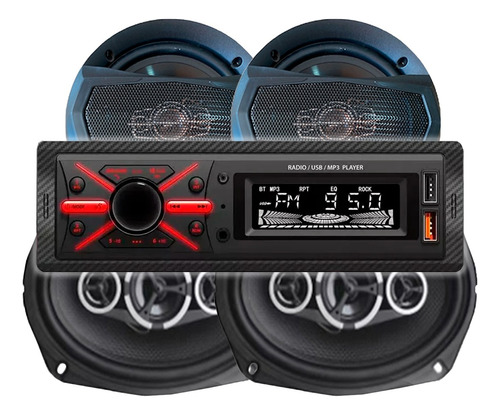 Combo Audio Car Estéreo + Parlante 6x9 + 6 PuLG Bravox Xline