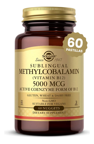 Vitamina B12 Metilcobalamina 5000 Mcg 60 Tabletas Sublingual