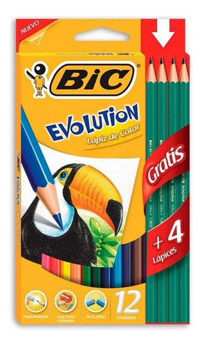 Lapices De Color Bic Evolution X 12 Colores + 4 Grafitos