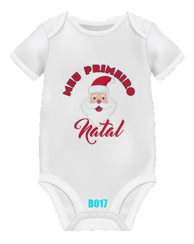 Body Infantil Bebê Meu Primeiro Natal Papai Noel Barbudo Top
