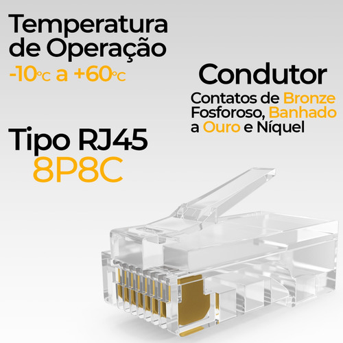 Conectores Rj45 Cat6 Kit 50 Unidades + Capa Protetora Boot