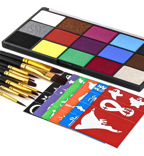 15 Color Face Paint Kit, Professional Face Painting Kit...