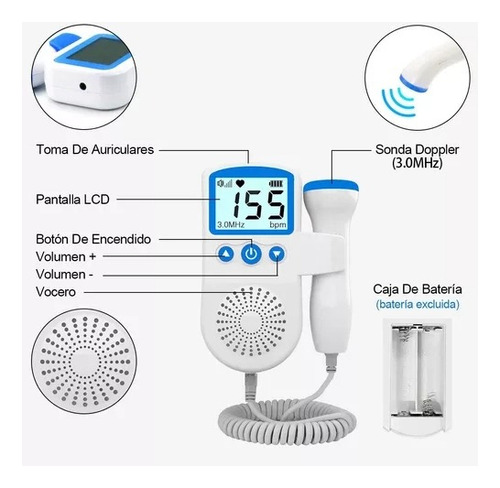 Fetal Doppler Monitor Para Bebe Aparato Monitor De Corazon