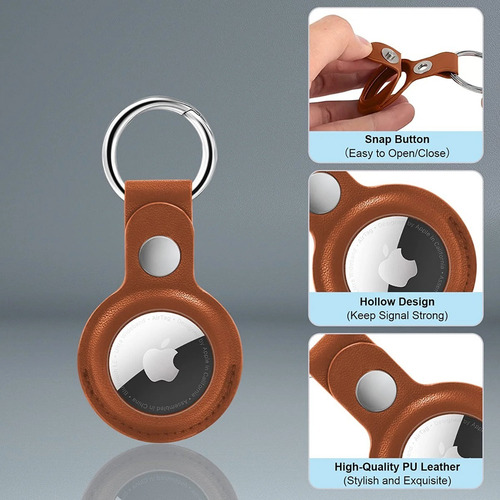 Llavero Simil Cuero Para Airtag + Protector Airtag, Dmax