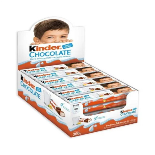 Imagen 1 de 8 de Chocolate Kinder Barritas Caja X24 Unidades 300g Leche