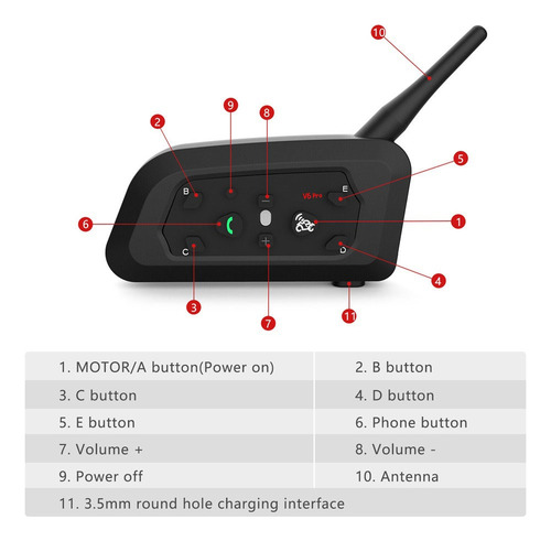 A Intercomunicador For Casco De Motocicleta V6 Pro Con