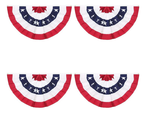 Bandera De Ventilador Plisada Estadounidense, 3 X1.5 Pies De