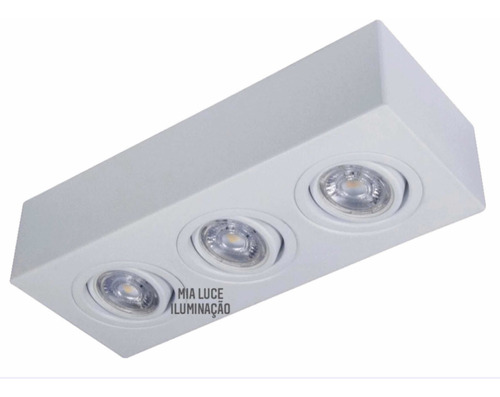 Spot Plafon Sobrepor Triplo P/ 3 Led Dicróica Gu10 Branco