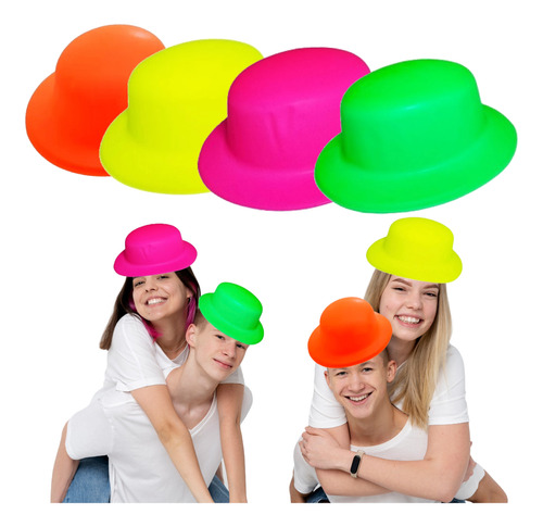 Gorros Sombreros Bombin Fluor Cotillon Carnaval Carioca X40