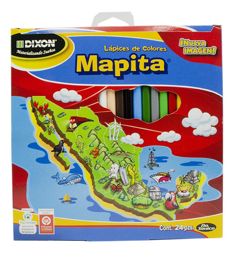 Lápices De Colores Dixon® Mapita® Largos C/24 Piezas