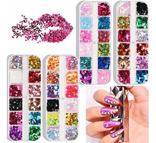48 Colores - Juego 3d Star Butterfly Nail Art Glitter Le