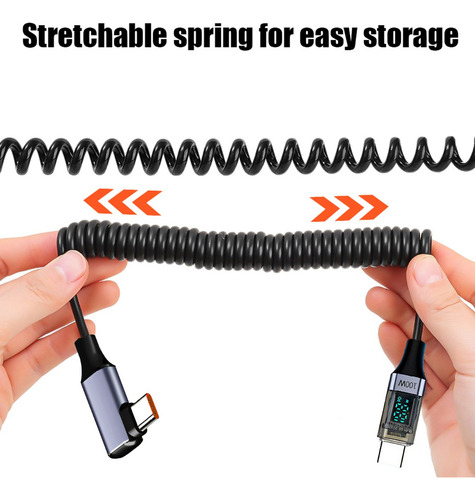 Cable De Datos De Resorte Usb C A Tipo C, Cables De Carga De