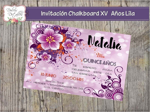 Tarjeta Invitación Imprimible Editable Quince Años Lila