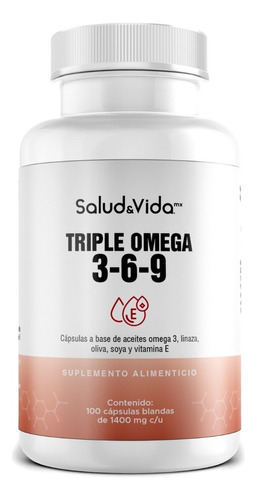 Triple Omega 3-6-9 con Con Aceite de Omega 3, Olivo, Linaza y Vitamina E | 100 Cápsulas | Ácidos Grasos Esenciales y Naturales | S&V | Sin Gluten y Sin OMG