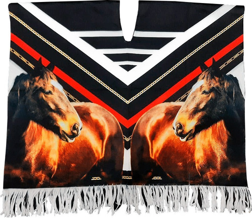 Imagen 5 de 10 de Poncho Caballos Y Gallos Sublimado Completo