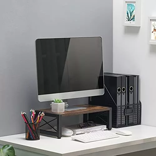  Giikin Soporte para monitor de madera vintage, organizador de  almacenamiento de estante de escritorio, organizador ergonómico de  escritorio y mesa, soporte de escritorio para laptop, computadora, MacBook,  cuaderno, PC, color retro 