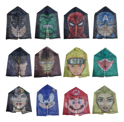 Pack Souvenir 10 Mascaras Personajes Superheroes Spider Hulk