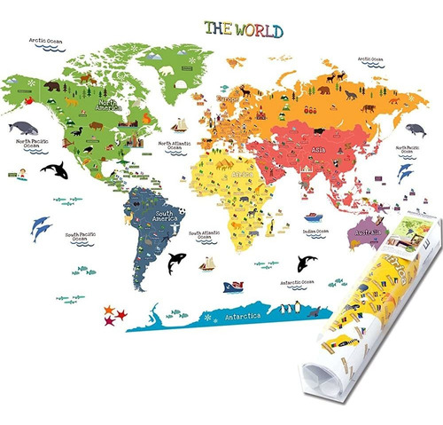 Homeevolution Kids Educational World Map Extraíble Pega