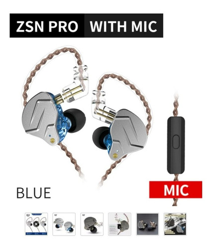Imagem 1 de 7 de Fone De Ouvido Profissional Kz Zsn Pro Com Microfone 